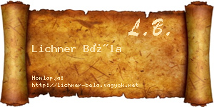 Lichner Béla névjegykártya