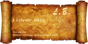 Lichner Béla névjegykártya